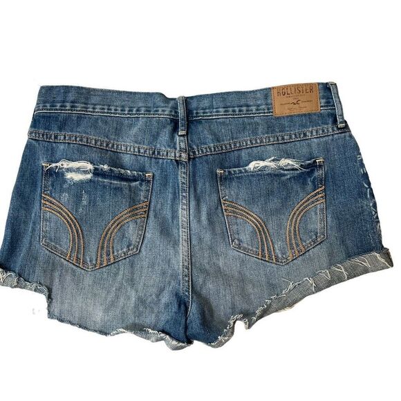 Hollister Cutoff Denim Jean Booty Shorts Frayed Hem Bleached size 9/29 - Picture 2 of 6
